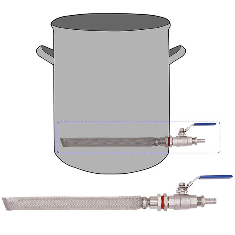 Homebrew Chaleira sem solda e barril Converter Kit, 12 "Tela Bazooka, Cerveja Mash Tun, Kit de válvula de esfera de 2 peças, 304 SSS - Image 1