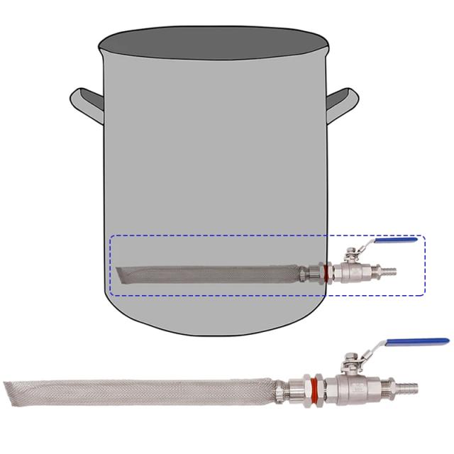 Kit de Conversão Homebrew: Chaleira sem Solda com Tela Bazooka de 12", Barril para Cerveja Mash Tun e Válvula de Esfera em 304 SSS