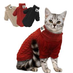 Inverno quente gato camisola clássica cão gatos roupas macio filhote de cachorro gatinho camisolas gola alta vestuário malhas para cães pequenos gato - Image 1