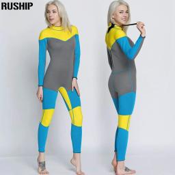 Conjunto de roupa de mergulho feminina, macacão de neoprene apertado elástico com costura colorida, roupa de mergulho para mulheres 3mm - Image 6