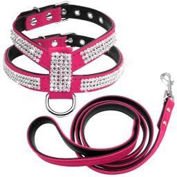 Acessório para pets, peitoral de couro com strass, colete e colete para cachorro e gato pequeno e médio - Image 1