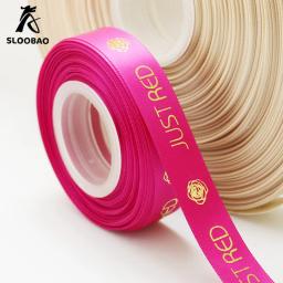 Fita personalizada 100 jardas/lote com nome da marca cetim/estampa de gorgorão para embalagem de presente/caixa de bolo/vestuário/festa de aniversário/casamento - Image 1