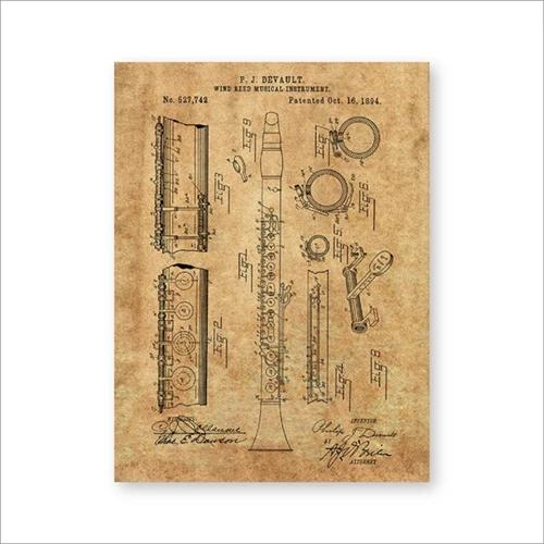 Clarinete 1894 poster jazz arte impressões música sala decoração de clarinete vintage patente plano de tela pintura música presente ideia - Image 1