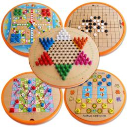 Sportshub-conjunto de xadrez de madeira para jogos de vôo, xadrez/halma/gomoku/animal, cobra e escadas/raposa e geês, 10 ou 5 em 1 ef0032 - Image 5