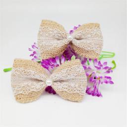Laço de serapilheira de juta para decoração, fita de renda de juta para decoração de casamento vintage, laço para cabelo, chapéu, artesanato #325-2 com 10 peças - Image 1
