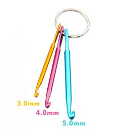 Mini agulhas de crochê 3 tamanhos em 1, conjunto de chaveiro, gancho de tricô multicolorido de alumínio, faça você mesmo - Image 2