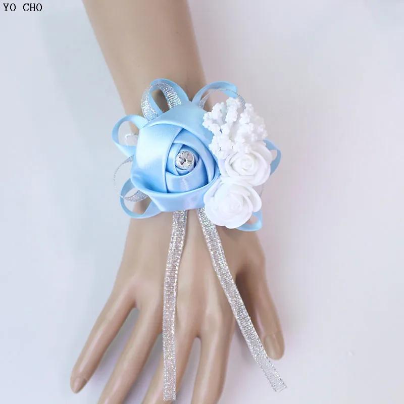YO CHO-Pulso Artificial De Seda Corsage Flores, Mão de dama de honra Flores, Casamento Branco, Dancing Party Decor, Bridal Prom - Image 1