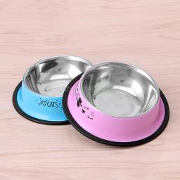Utensílio de alimentação para cães e gatos, tigela de aço inoxidável antiderrapante para alimentar animais de estimação, 2 cores - Image 1