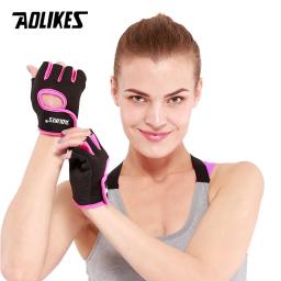 Aolikes 1 par masculino feminino ginásio metade dedo esportes fitness exercício luvas de treinamento de pulso anti-deslizamento resistência weightlifting luvas - Image 2