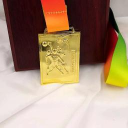 Medalha de metal quadrada, medalha de metal, lembrança, basquete, esportes, medalha de ouro com fita colorida, escola, esportes - Image 2