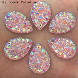 Novo 30 pçs 18mm * 25mm resina ab gota flatback strass casamento 2 buraco botões diy k70 * 3 - Image 4