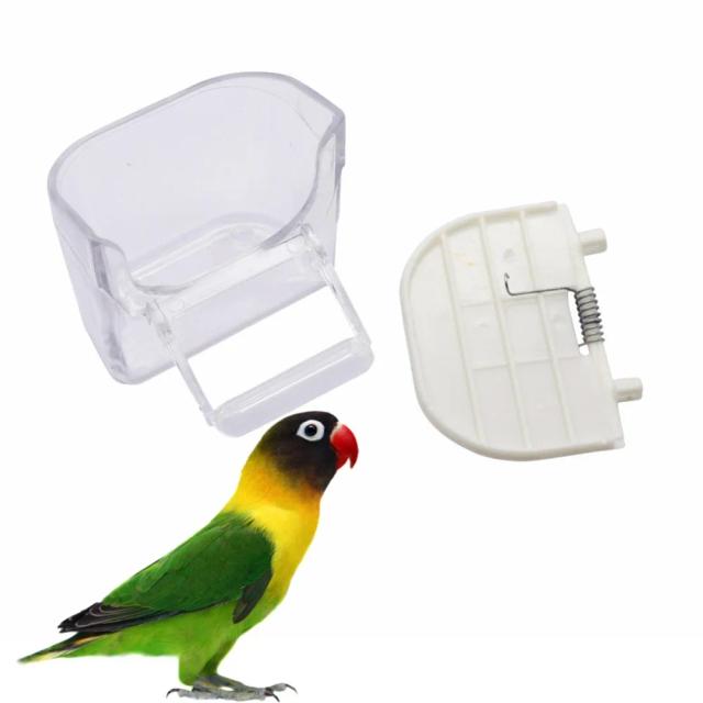 Conjunto de Alimentadores de Plástico com Tampa para Pássaros - Acessórios Ideais para Gaiolas, Papagaios e Pombos, Com Prevenção de Respingos, 2 Peças