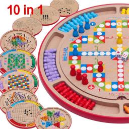 Sportshub-conjunto de xadrez de madeira para jogos de vôo, xadrez/halma/gomoku/animal, cobra e escadas/raposa e geês, 10 ou 5 em 1 ef0032 - Image 4
