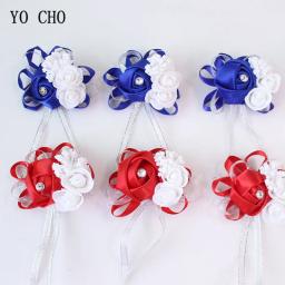 YO CHO-Pulso Artificial De Seda Corsage Flores, Mão de dama de honra Flores, Casamento Branco, Dancing Party Decor, Bridal Prom - Image 1