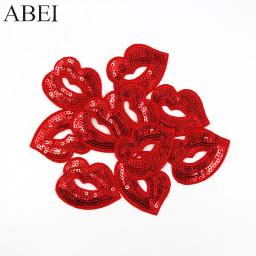 Patches de lantejoulas para bordados DIY, Ferro em Lip Appliqued Adesivos de vestuário, Jeans Sacos e Sapatos Decoração, Motif Badge, 10 Pçs/lote - Image 4