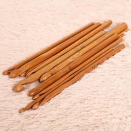 12 tamanho 15cm ganchos de crochê de bambu agulhas de tricô de malha tecer fios artesanato diy ferramentas de tricô agulha de crochê - Image 2