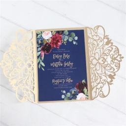 Convites de festa com envelope e flor de quinceañera, decoração de festa com impressão personalizada de 50 unidades - Image 3