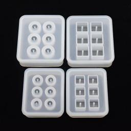 SNASAN-Molde De Silicone para Fazer Jóias, Molde De Resina Epóxi, Contas De Bola Com Furo, Feito À Mão, 6 Compartimento, 12mm, 16mm - Image 1