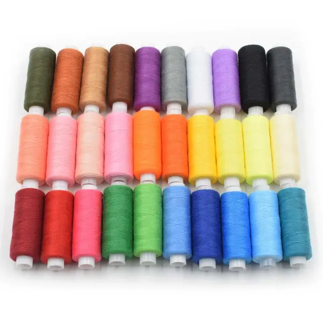 Linha de Algodão Colorida para Bordado de Máquina - Suprimentos de Costura, 250 Jardas, 30 Conjuntos