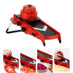 Ajustável V Lâmina Mandoline Vegetal Slicer e Dicer, Vermelho - Image 2