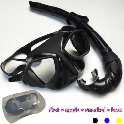 Máscara subaquática para mergulho mergulho máscara preta tempreted vidro snorkeling máscara conjunto com caixa de natação freediving mergulho conjunto - Image 6