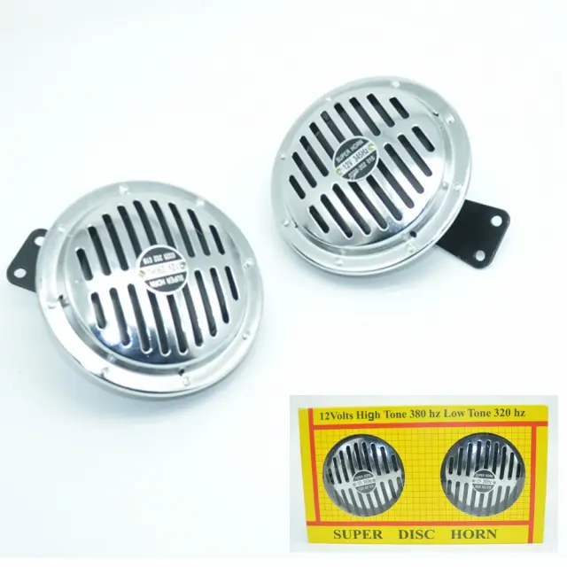 Kit de Chifres Elétricos Compactos para Carro com Montagem em Grill - Super Alto Volume, 12V, 15cm, 2 Peças