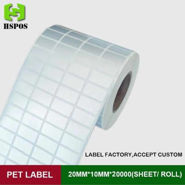 Etiquetas adesivas autocolantes para animais de estimação, à prova d'água e resistentes a altas temperaturas, rolo com 20.000 unidades de 20mm x 10mm