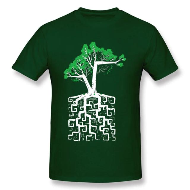 Camiseta Exclusiva de Algodão com Estampa da Árvore da Vida e Design de Engenharia para Homens - Perfeita para o Outono