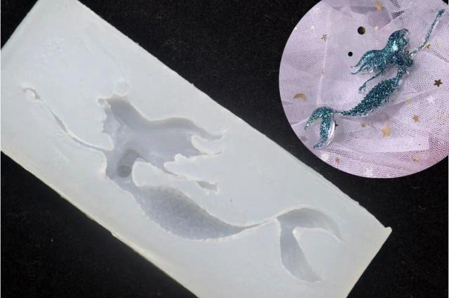 Molde de Sereia em Silicone 3D para Joias: Ferramentas de Resina Epóxi para Criar Pingentes e Colares Artesanais DIY