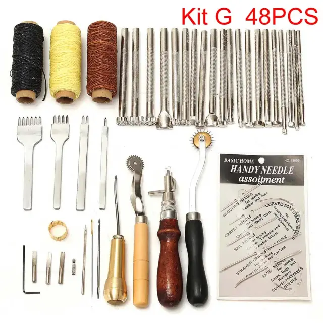 Sanbest Kit Completo de Ferramentas para Artesanato em Couro: Acessórios para Costura e Escultura DIY