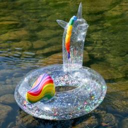 Flutuador Inflável De Piscina De Unicórnio Flamingo, anel De Natação Transparente, flutuadores De Piscina Para Adultos, tubo De Bóia Inflável, círculo De Natação Donut - Image 5