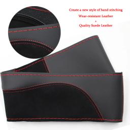 O SHI 38 centímetros DIY Cobertura de Volante de CARRO-resistente ao Desgaste Macio PU + Suede Direcção Car Couro-roda Trança Com Agulhas Tópico - Image 5