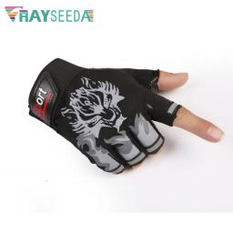 Rayseeda lobo metade do dedo luvas de levantamento de peso ajustável verão respirável correndo equitação fitness ciclismo luvas para homens - Image 1