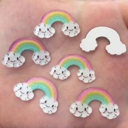 Novo 10 pçs resina adorável colorido glitter sorriso arco-íris parte traseira plana strass apliques diy ornamentos de casamento scrapbook artesanato f621 - Image 2