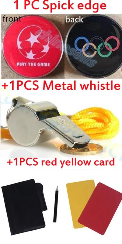 Profissional Soccer Match Football Pick Edge Finder, Coin Toss árbitro, Juiz, Lançando, Vermelho, Cartão Amarelo, Metal Branco - Image 1
