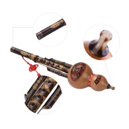 Chinês feito à mão de bambu preto hulusi cabaça cucurbit flauta instrumento musical étnico chave de c com caso para amantes da música iniciantes - Image 5