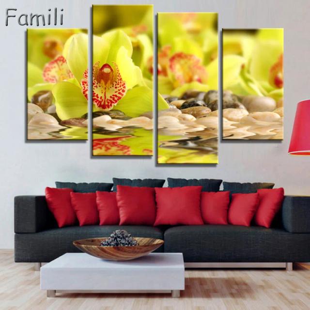 Arte de Parede: Conjunto de 4 Quadros em Tela de Pintura a Óleo (Sem Moldura) para Decoração Elegante