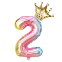 Balões laminados de arco-íris com coroa de ouro, 2 tamanhos, 32 ou 32 unidades, para festa de aniversário, decoração de coroa de unicórnio - Image 5