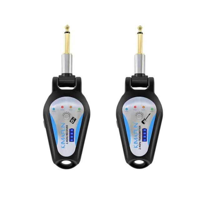 Sistema Sem Fio Recarregável Kimagfun para Guitarra, Baixo Elétrico, Violino e Instrumentos de Sopro com Receptor 6.35mm 2.4GHz