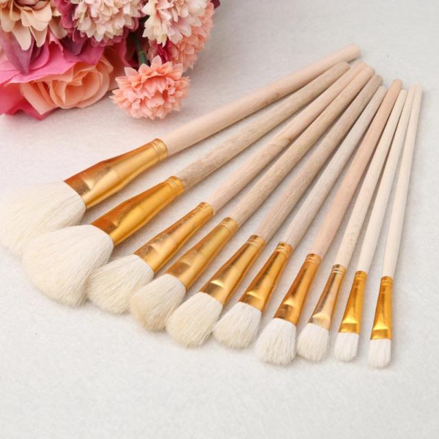 Conjunto de 10 Pincéis para Pintura Acrílica e Aquarela - Materiais de Arte para Estudantes e Crianças