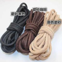 Fio de corda de couro genuíno para DIY Jóias Artesanato, preto fosco, marrom, cinto fosco, redondo, cor natural, 100% genuíno, 2 m - Image 2
