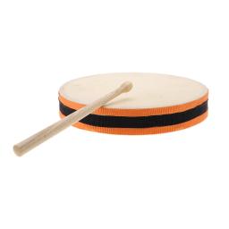 Tambor de mão de madeira, 8 ", cabeça dupla, com percussão, instrumento musical educacional de percussão, para festa, crianças pequenas - Image 2