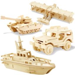 3d diy quebra-cabeça de madeira brinquedo série militar tanque veículo modelo conjunto criativo montado educação puzzle brinquedos presentes para crianças - Image 1