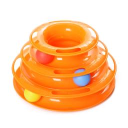 Mesa giratória de três camadas para animais de estimação, brinquedos interativos para gatos, trilha intelectual, placa engraçada com 3 bolas e 3 níveis - Image 3