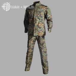 Outdoor Ghillie Terno Uniforme, Jaqueta e Calças, Combate Camuflagem, Digital Woodland Caça Roupas, Airsoft Paintball - Image 1