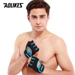 Aolikes 1 par masculino feminino ginásio metade dedo esportes fitness exercício luvas de treinamento de pulso anti-deslizamento resistência weightlifting luvas - Image 4