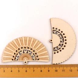 Artesanato de madeira feito à mão decoração de casa, livros de recortes, joias, faça você mesmo, mix de brincos, estilo chinês, leque retrô, ornamentos de madeira, 65mm, 6 peças - Image 6