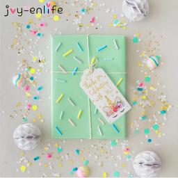 Unicórnio colorido, 50 peças, etiqueta de papel, unicórnio, embrulho de presente de aniversário, suprimentos, festa, tema unicórnio, lembranças e materiais de presente - Image 4