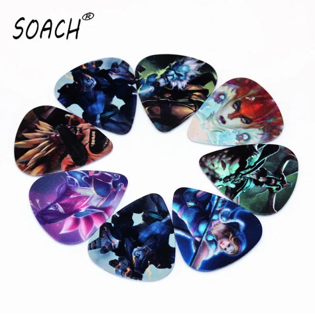 Palhetas Soach Mix de Desenho Animado para Guitarra, Ukulele e Baixo - Pacote com 50 Peças de 0.46mm
