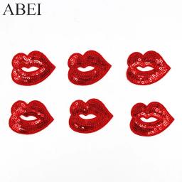 Patches de lantejoulas para bordados DIY, Ferro em Lip Appliqued Adesivos de vestuário, Jeans Sacos e Sapatos Decoração, Motif Badge, 10 Pçs/lote - Image 2